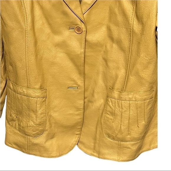 Metrostyle Genuine Leather Blazer Yellow Plus-Size Single-Breasted Jacket 20T - Picture 4 of 7